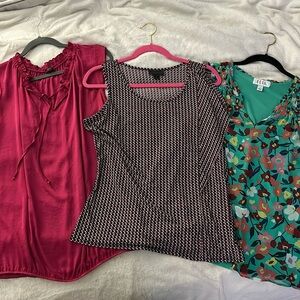 3 gorgeous sleeveless/dress tank tops. 2 size L, one sz 12, fits as large NWOT